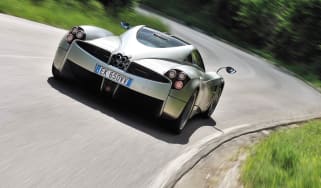 Pagani Huayra in the Italian hills rear view